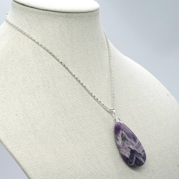 My Bead Emporium Jewelry - Amethyst Necklace with silver Chain.